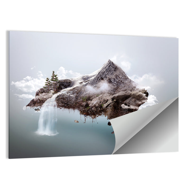 Floating Mountain Island Wall Art as a poster print