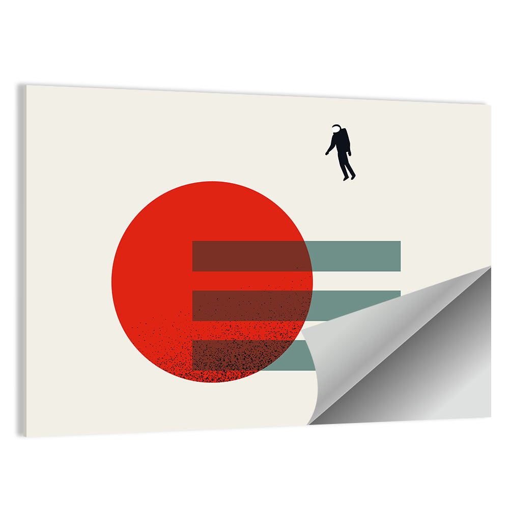 Minimalist Astronaut and Red Planet Wall Art