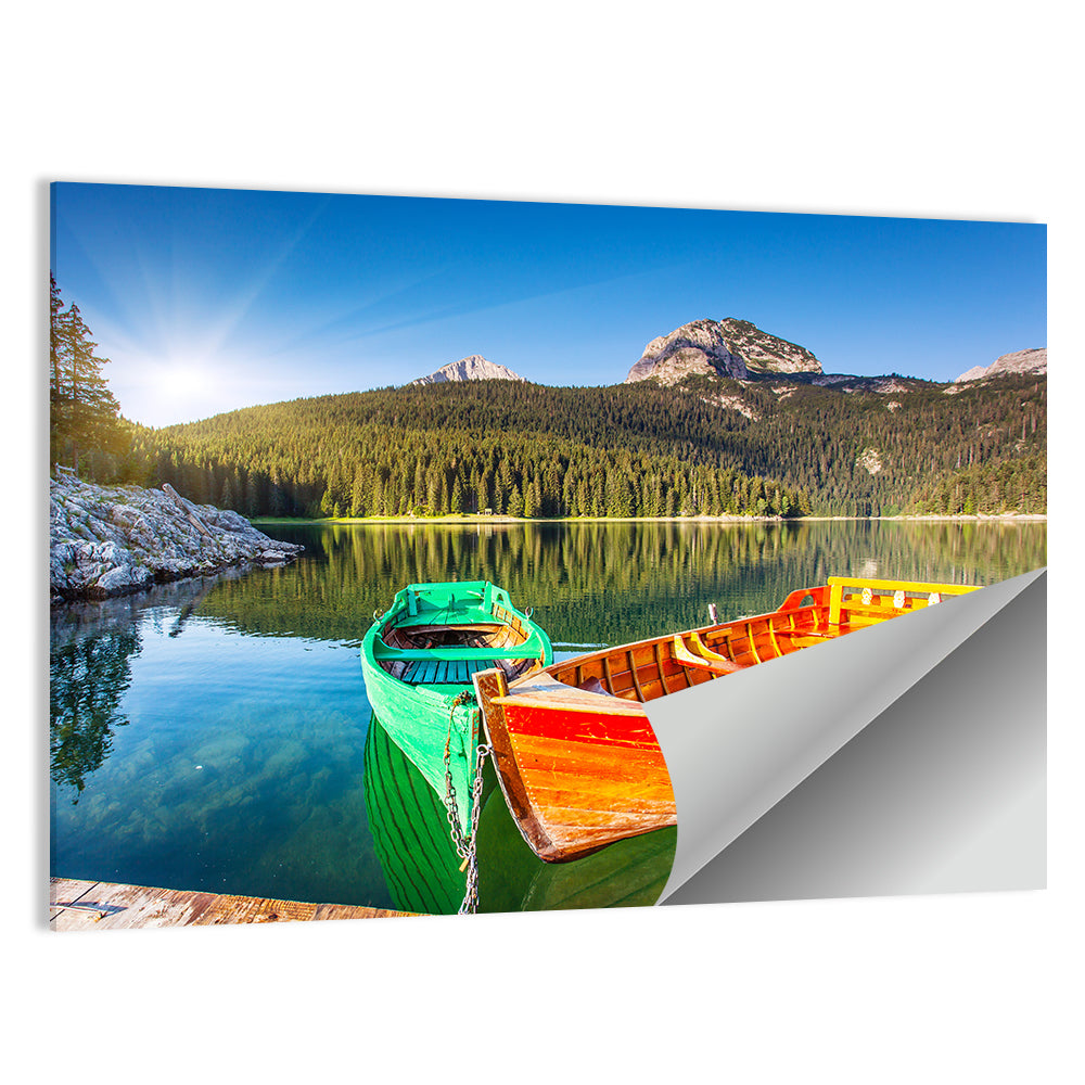 Boats at Black Lake Montenegro Wall Art