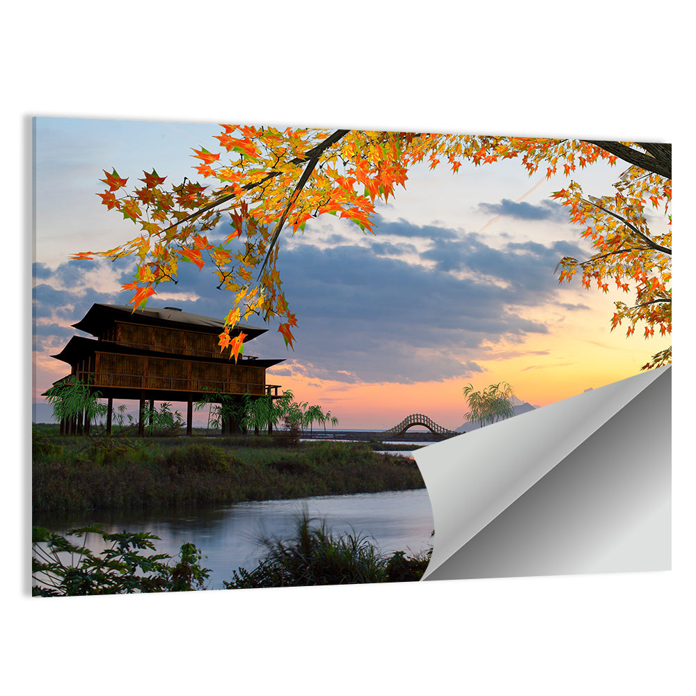 Chinese Lakeside at Dusk Wall Art