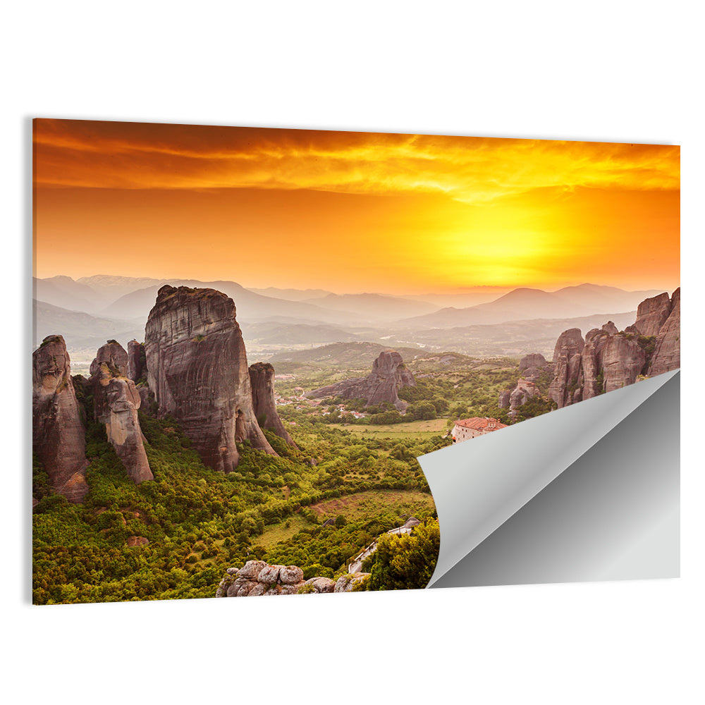 Meteora Roussanou Monastery Sunset Greece Wall Art