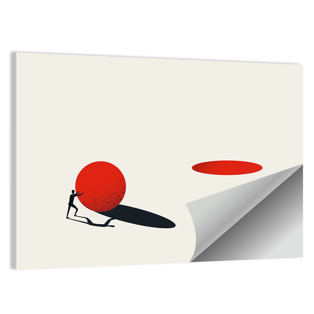 Man Pushing Sphere Wall Art