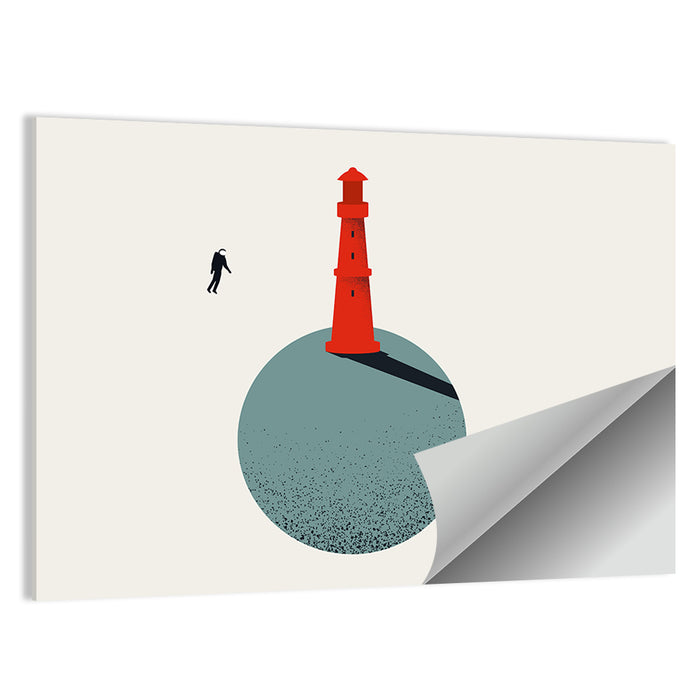 Red Lighthouse on Planet Wall Art as a poster print