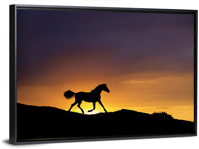 Running Horse Silhouette Wall Art as a framed canvas