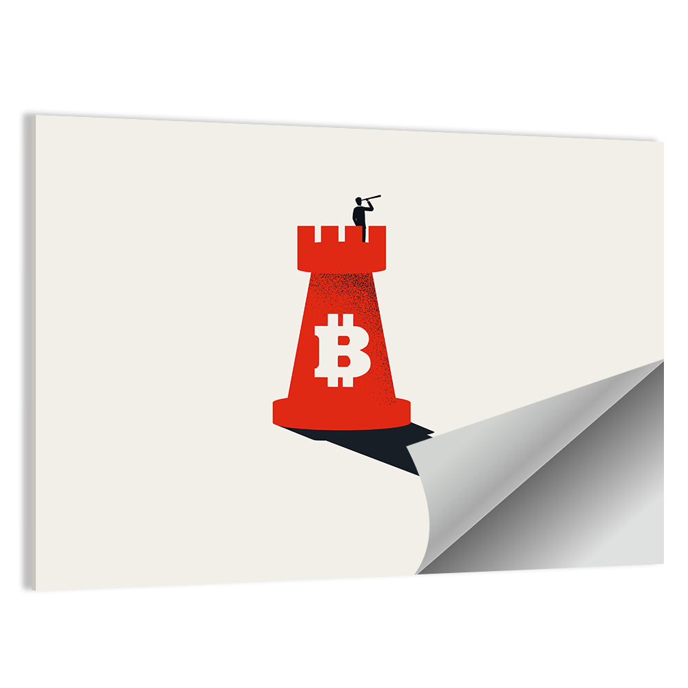Rook Tower with Bitcoin Emblem Wall Art