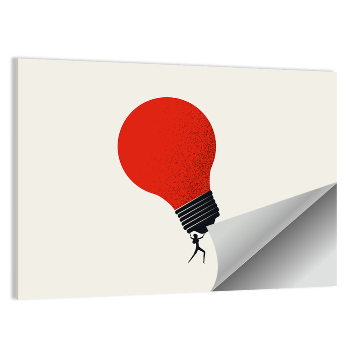 Person Holding Red Lightbulb Wall Art as a poster print