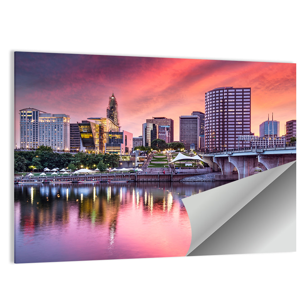 Hartford Skyline at Sunset Wall Art