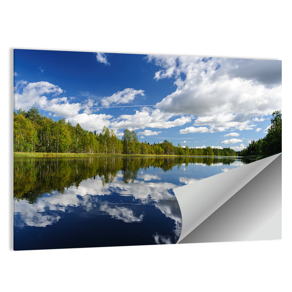 Red Kayak on Calm Lake Wall Art