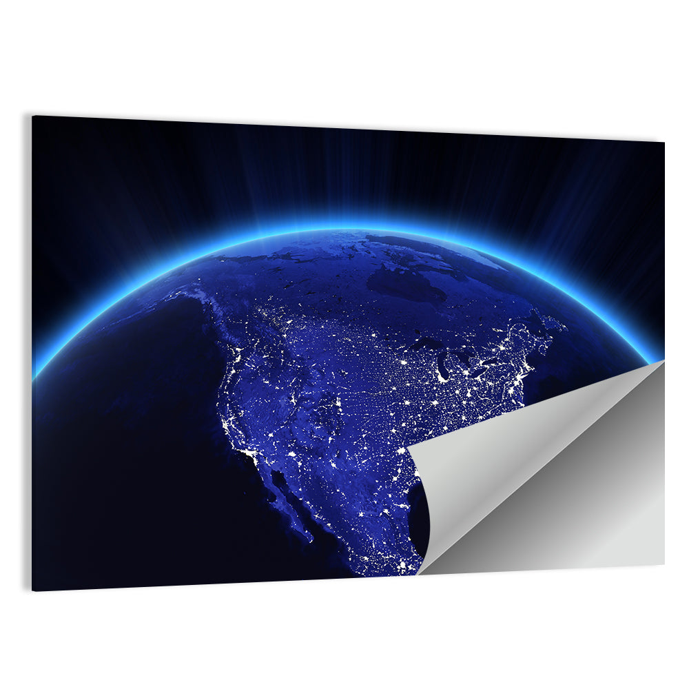 North America City Lights at Night Wall Art