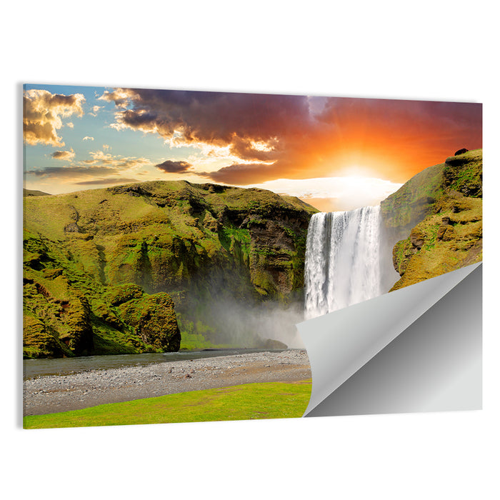 Skógafoss at Sunset, Iceland Wall Art as a poster print