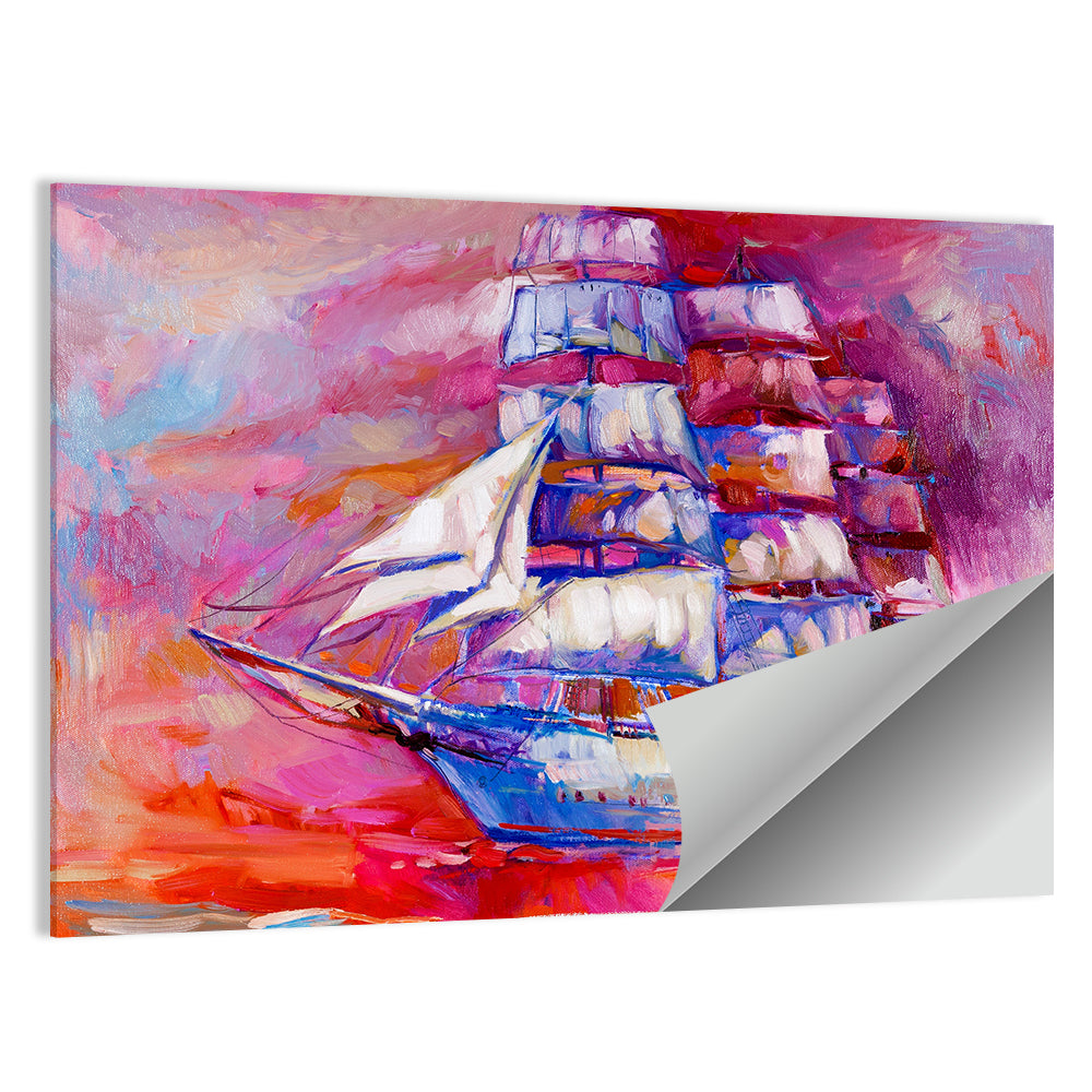 Colorful Tall Ship at Sea Wall Art