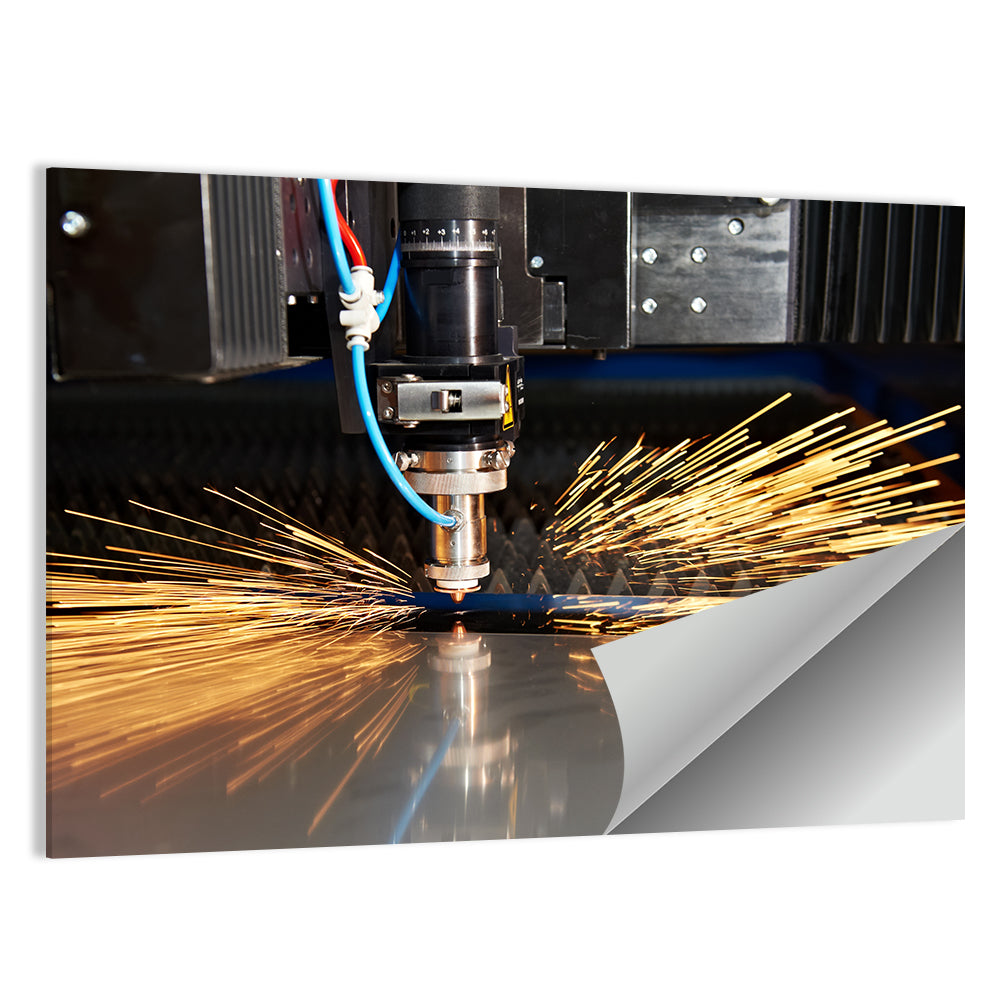 Laser Cutter Sparks on Metal Wall Art