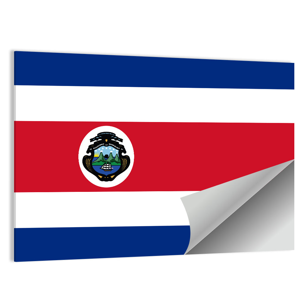 Costa Rica Flag with Coat of Arms Wall Art