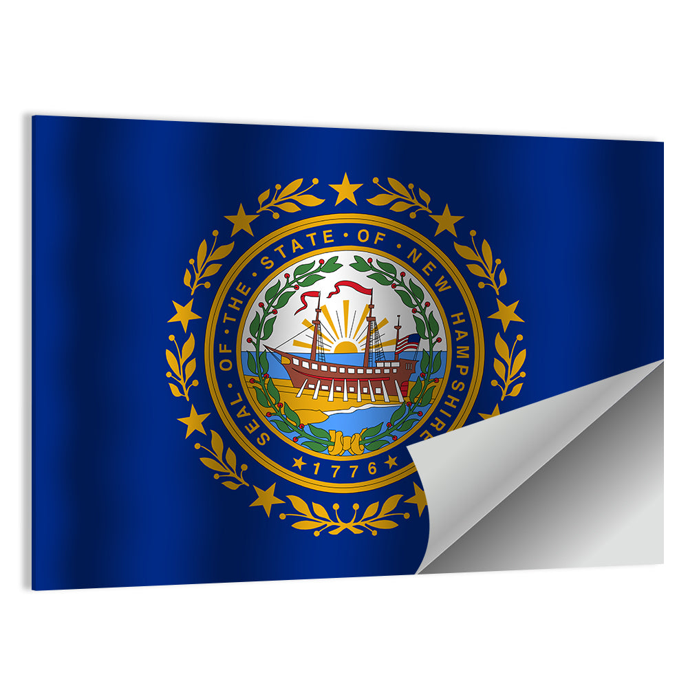 New Hampshire Flag with Ship Emblem Wall Art