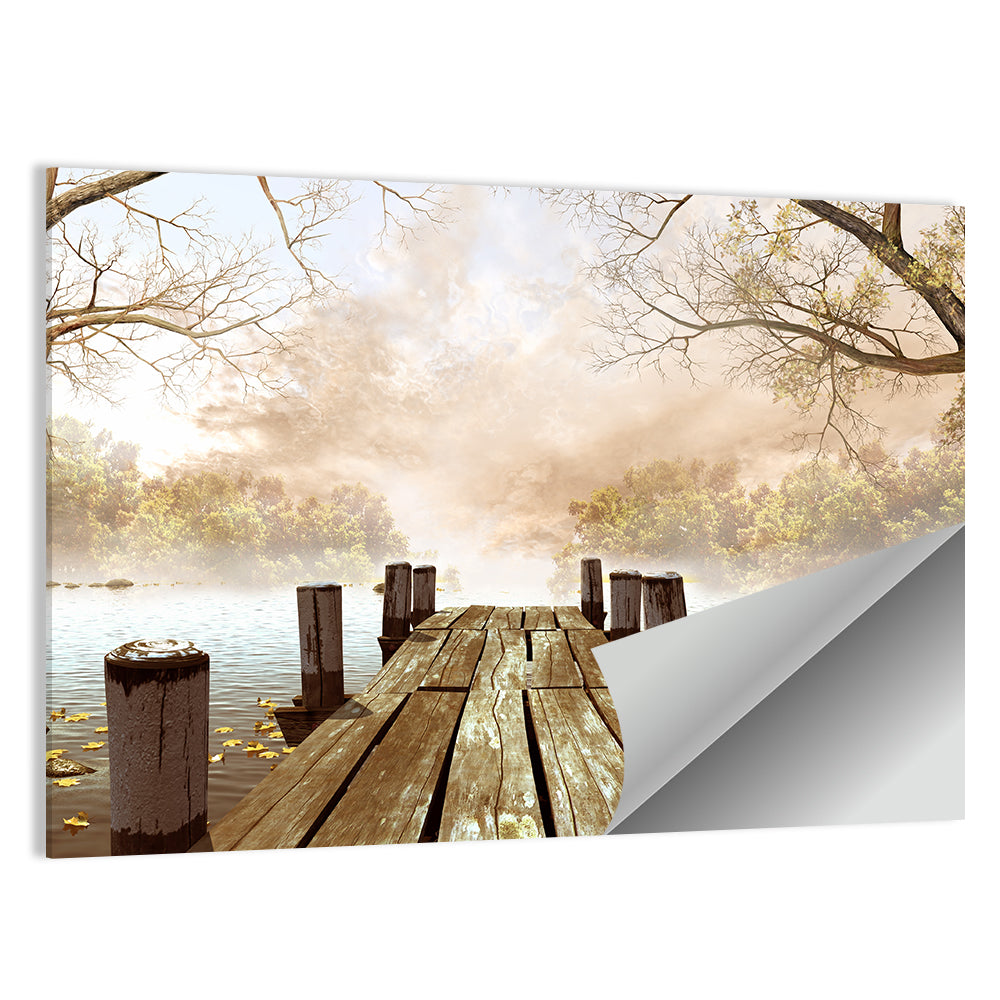 Foggy Lake Dock Wall Art