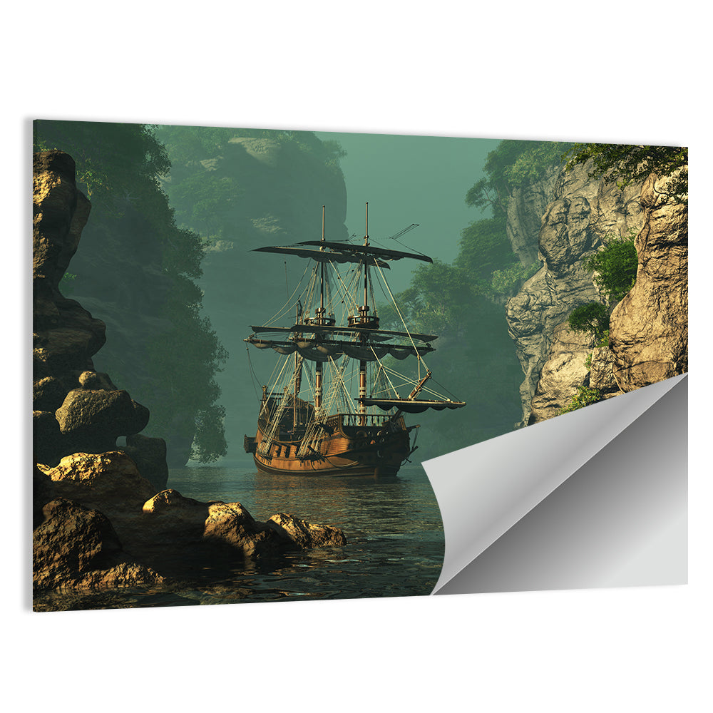16th Century Sailing Ship in Gorge Wall Art