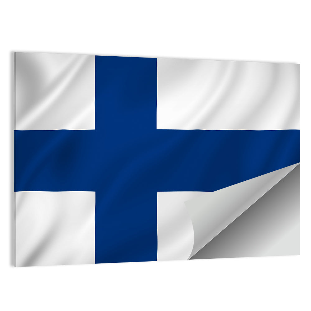 Finnish Flag with Rippling Texture Wall Art
