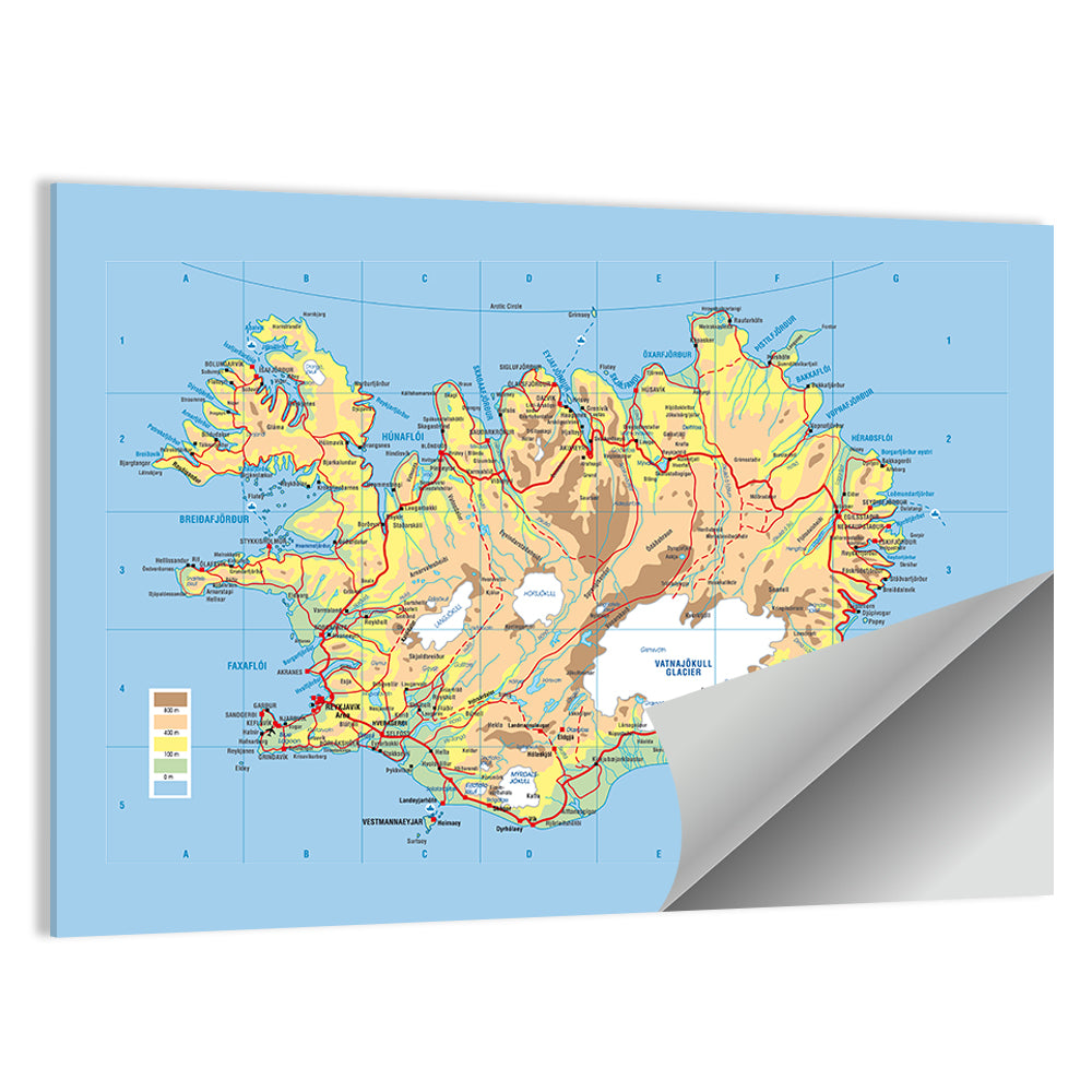 Iceland Map Wall Art