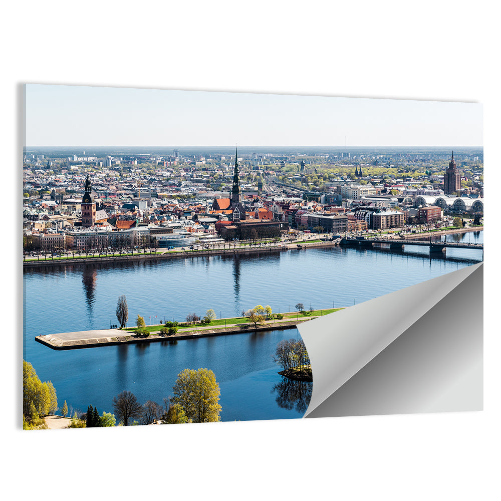 Riga Riverfront with St. Peter's Church Wall Art