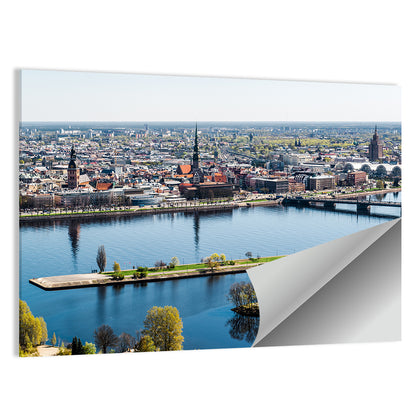 Riga Riverfront with St. Peter's Church Wall Art
