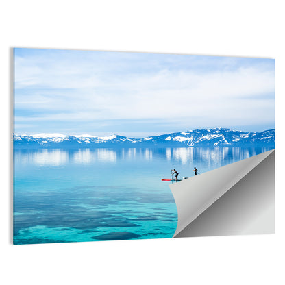 Two Paddleboarders on Mountain Lake Wall Art