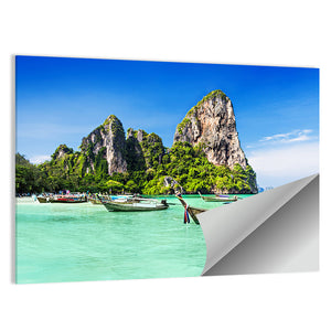 Longtale Boats At Thailand Beach Wall Art