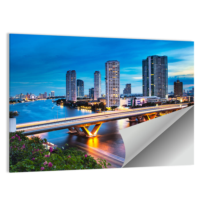 Chao Phraya River at Night, Bangkok Wall Art as a poster print