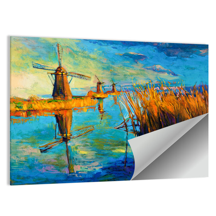 Windmills by the Lake Wall Art as a poster print