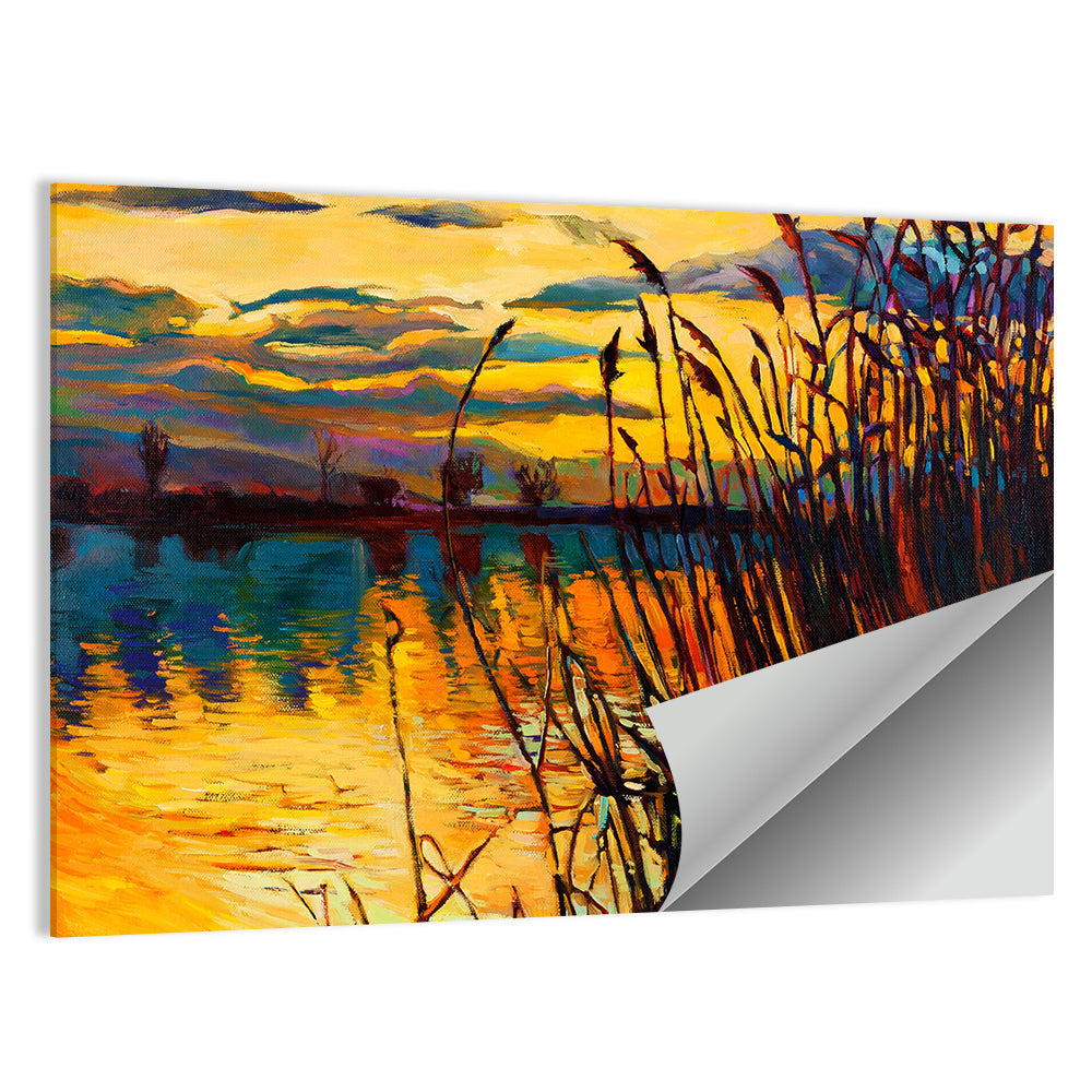 Sunset Lake with Reeds Wall Art