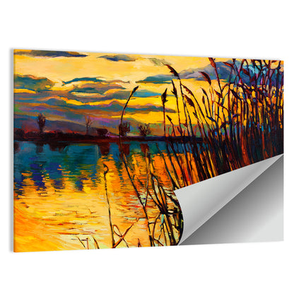 Sunset Lake with Reeds Wall Art