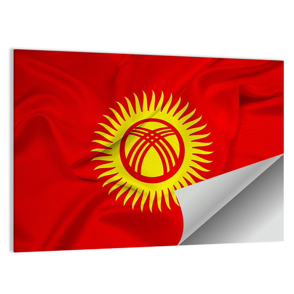 Kyrgyzstan Flag with Tunduk Emblem Canvas Wall Art