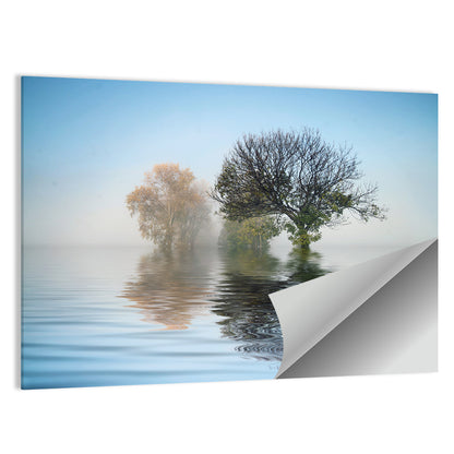 Misty Lake Reflection Wall Art