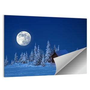 Wooden House In Winter Forest Wall Art