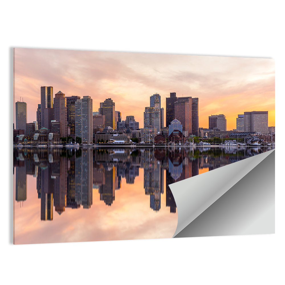 Boston Harbor Skyline at Dusk Wall Art