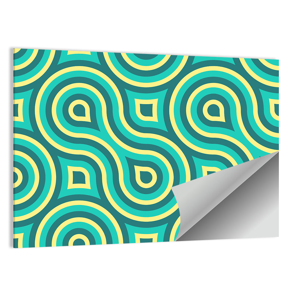 Retro Teal Geometric Pattern Wall Art