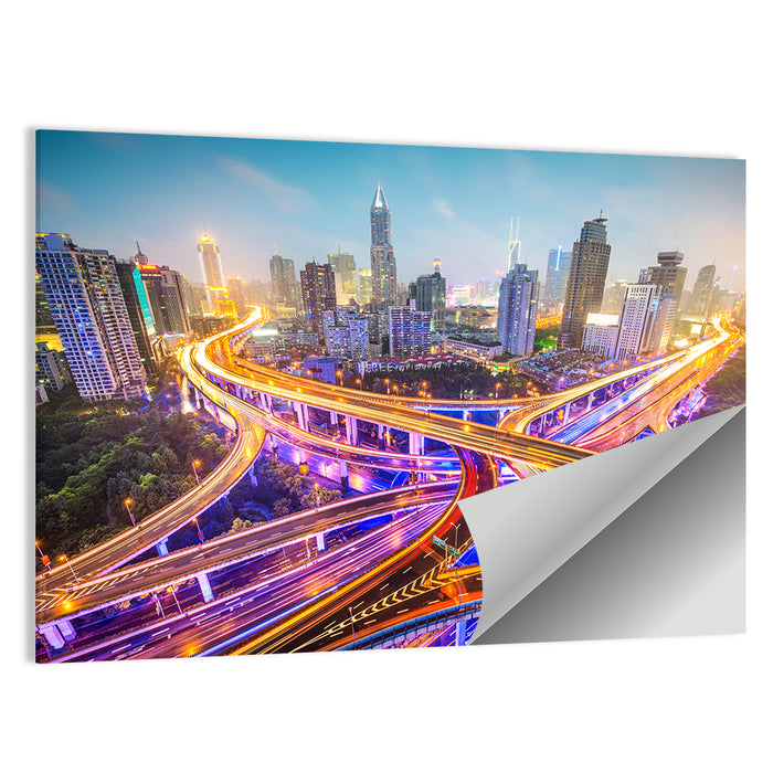 Shanghai Highway Skyline Wall Art as a poster print