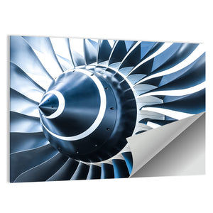 Blue Tone Jet Engine Blades Closeup Wall Art