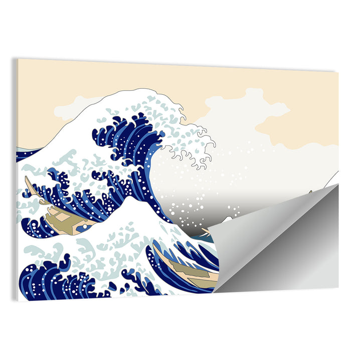 Hokusai Wave Illustration Wall Art as a poster print