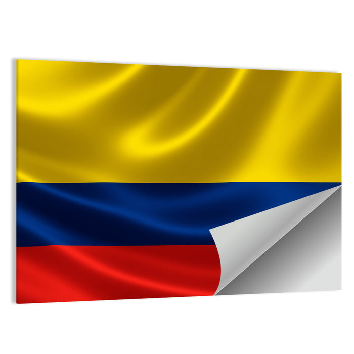 Colombian Flag with Rippling Texture Wall Art as a poster print