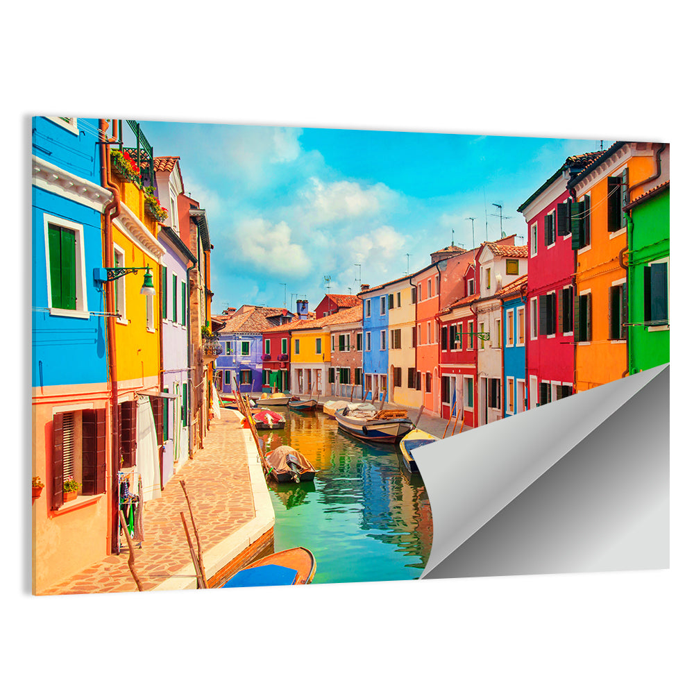 Burano Canal with Colorful Houses Wall Art