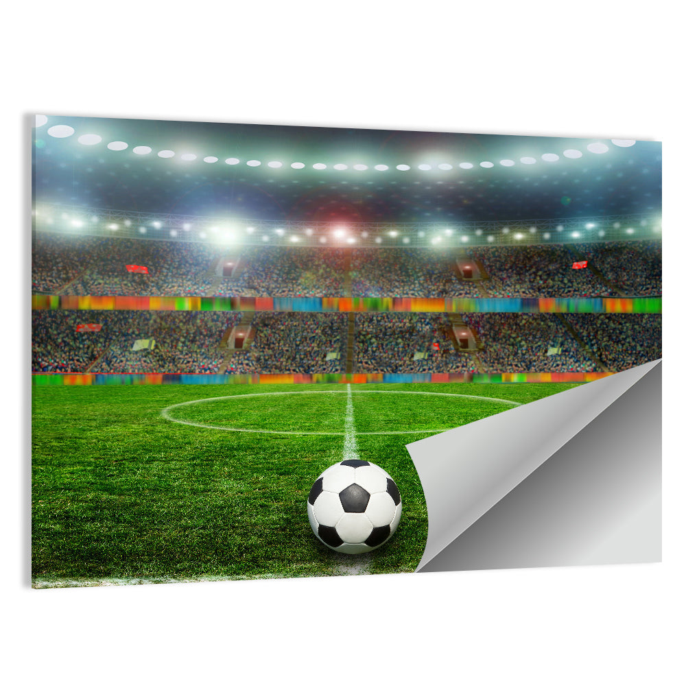 Soccer Ball Under Floodlights Wall Art