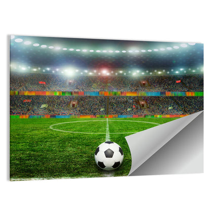 Soccer Ball Under Floodlights Wall Art