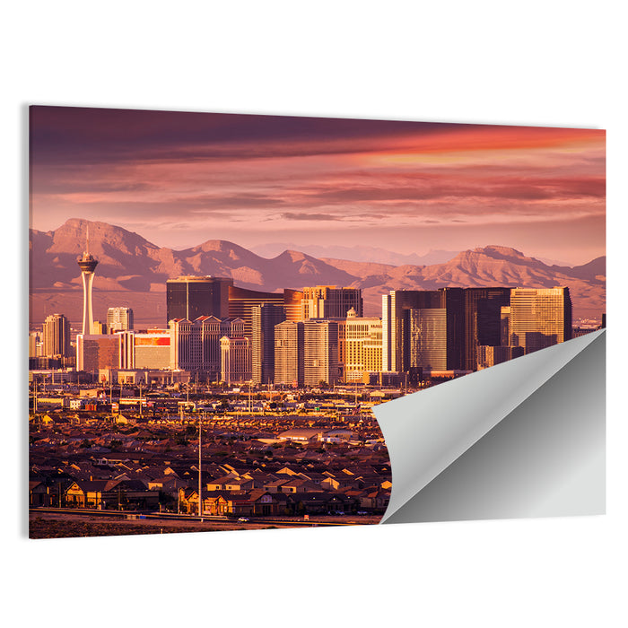 Las Vegas Strip Sunset Skyline Wall Art as a poster print