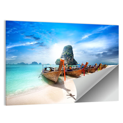 Railay Beach Long-tail Boats Wall Art