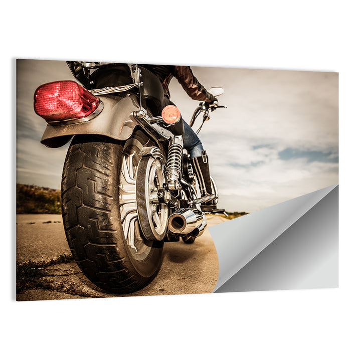 Low Angle Motorcycle Rear View Wall Art as a poster print