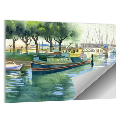 Watercolor Harbor Boats Wall Art