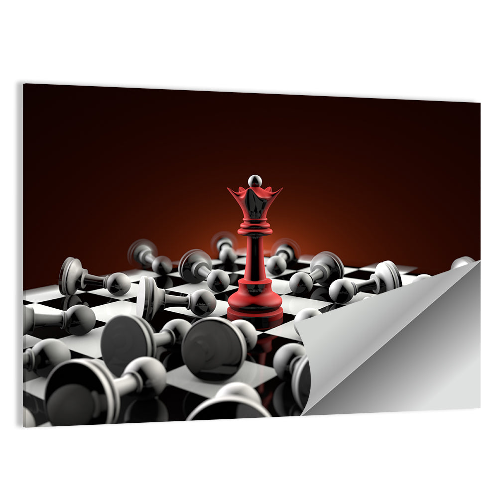 Red Queen Chess Composition Wall Art