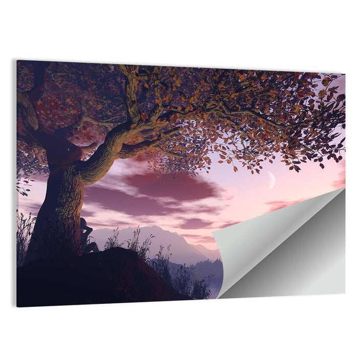 Dreamer Tree by Sunset Lake Wall Art as a poster print