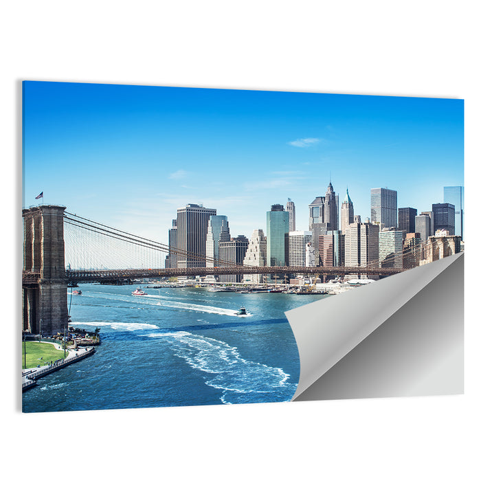 Brooklyn Bridge and Manhattan Skyline Wall Art as a poster print