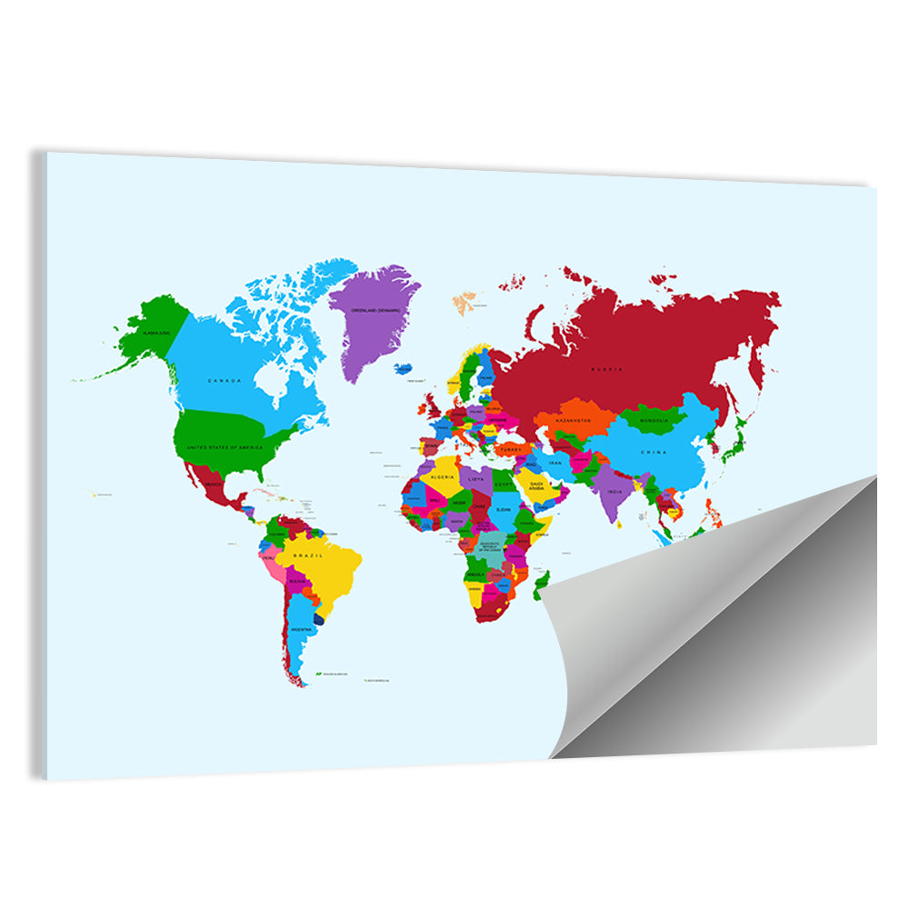 Minimalist Colorful World Map Wall Art
